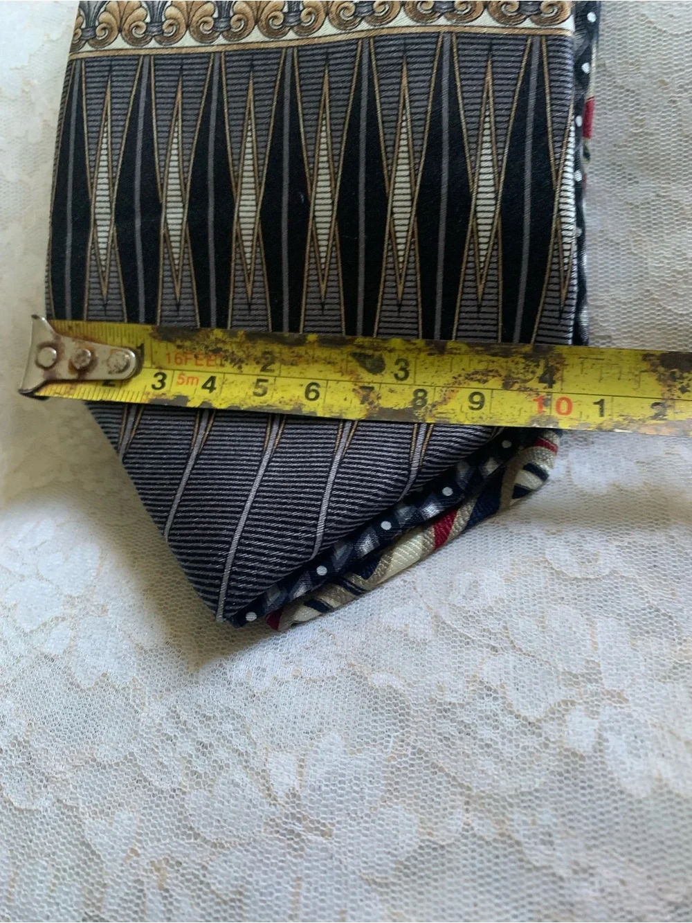 Lot of 4 Today's Man Neckties 100% Silk Multicolor Pattern Bundle Colorful Gray